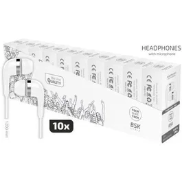 Tech One Tech TEC2955 Pack de 10 Auriculares Intrauditivos Blancos con Micrófono